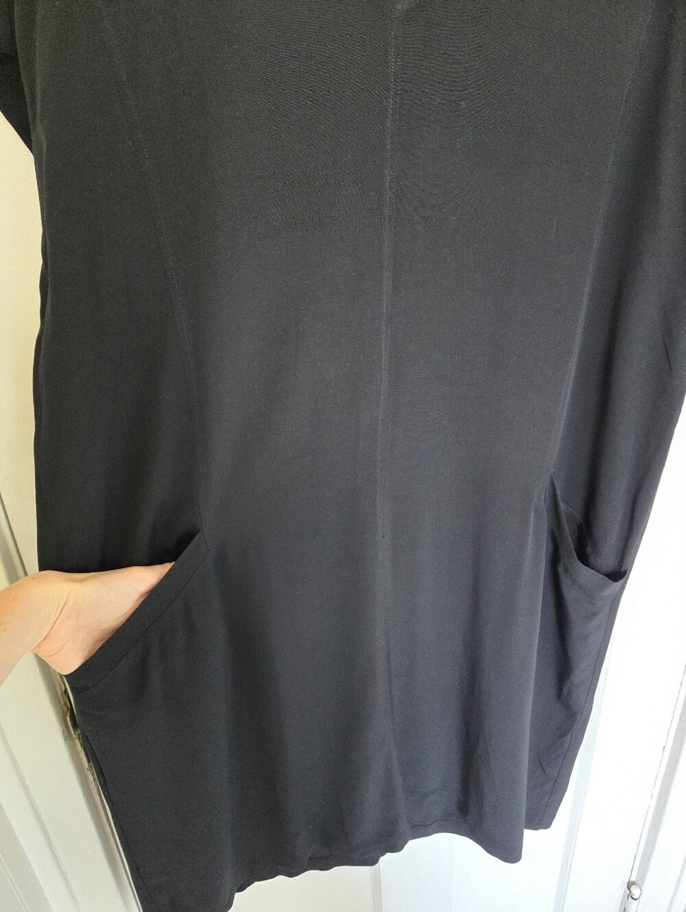 Eileen Fisher Women's Tencel Midi Dress Size L Minimalist LBD Lagenlook Capsule - Picture 4 of 7